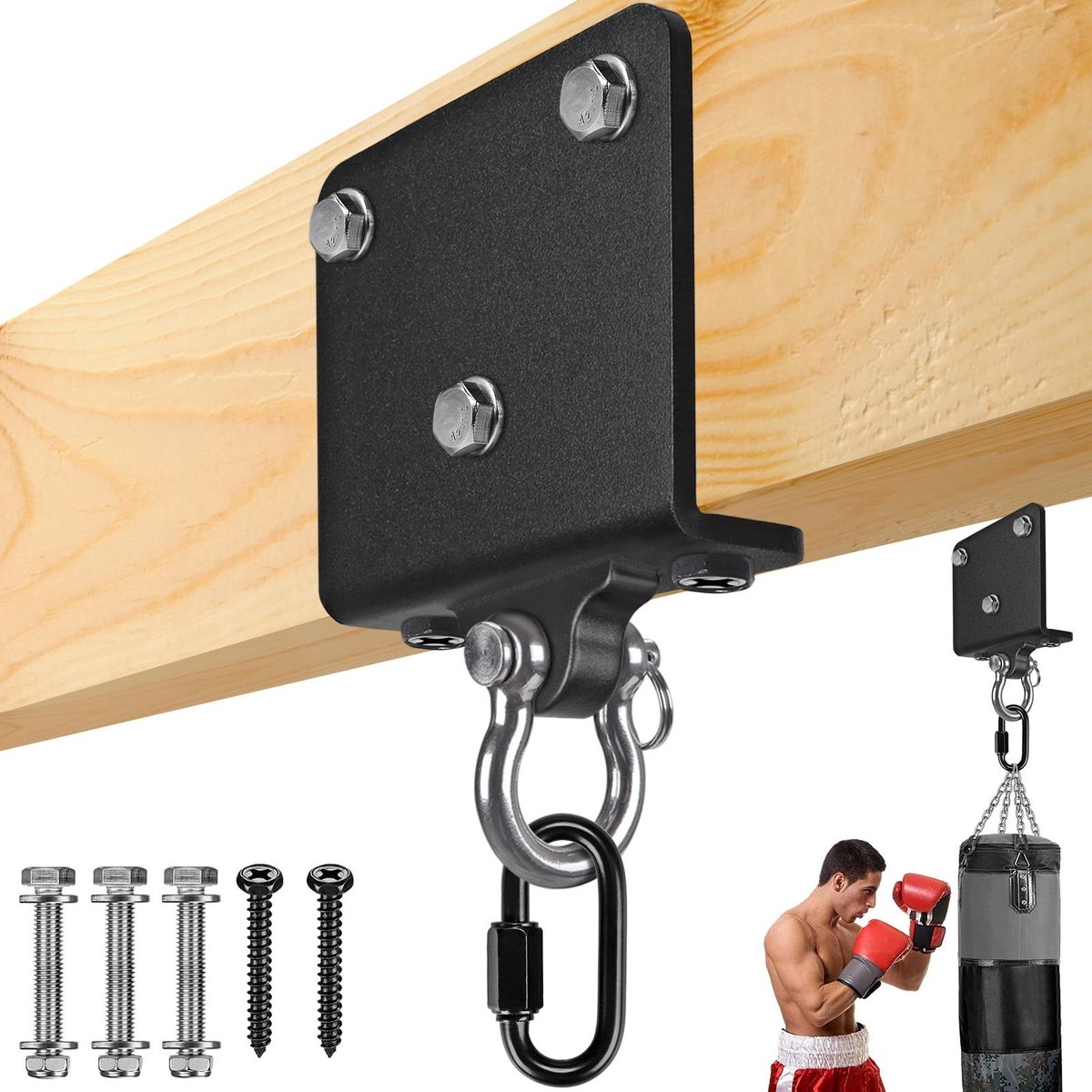 Omgoods- Punching Bag Hanger 1000lbs - Beugel/Bracket - I-beam Houder - Schokbestendig - Snelle Installatie - Hoogwaardig Koolstofstaal - Hangmatbeugel