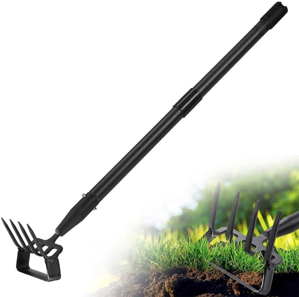 Omgoods - Tuinhouwel 2-in-1 met Verstelbare Lange Handgreep