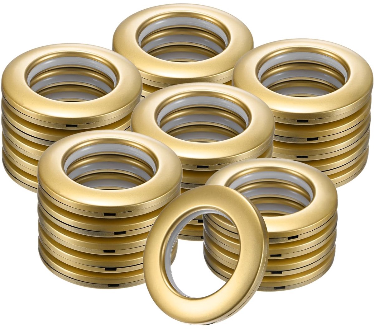 Omgoods - Set van 25 kunststof gordijnringen - 40 mm binnendiameter, mat goud kleur