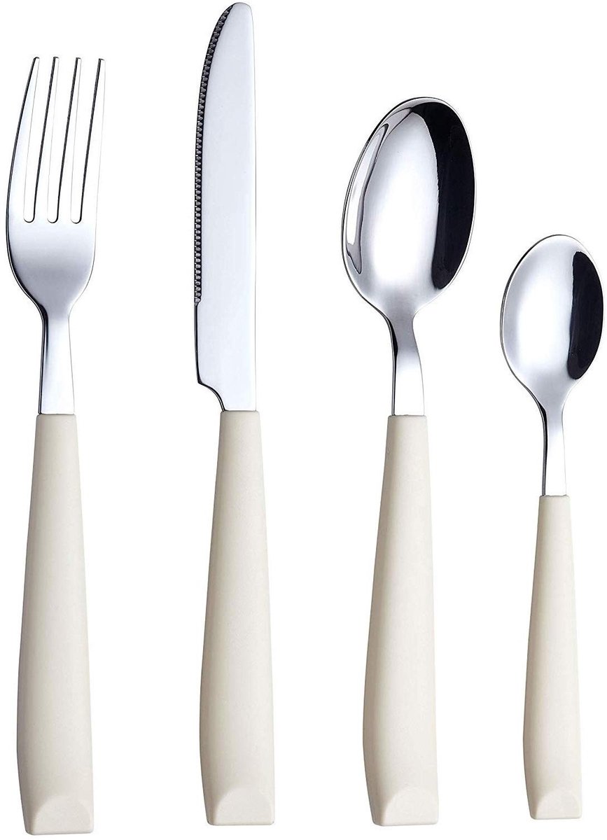 Omgoods- Bestekset 16-delig - Roestvrij Stalen Bestek - Vaatwasmachinebestendig - Gekleurde Handgrepen - Ergonomisch Ontwerp - Perfect voor Kinderen - Tafelbestek