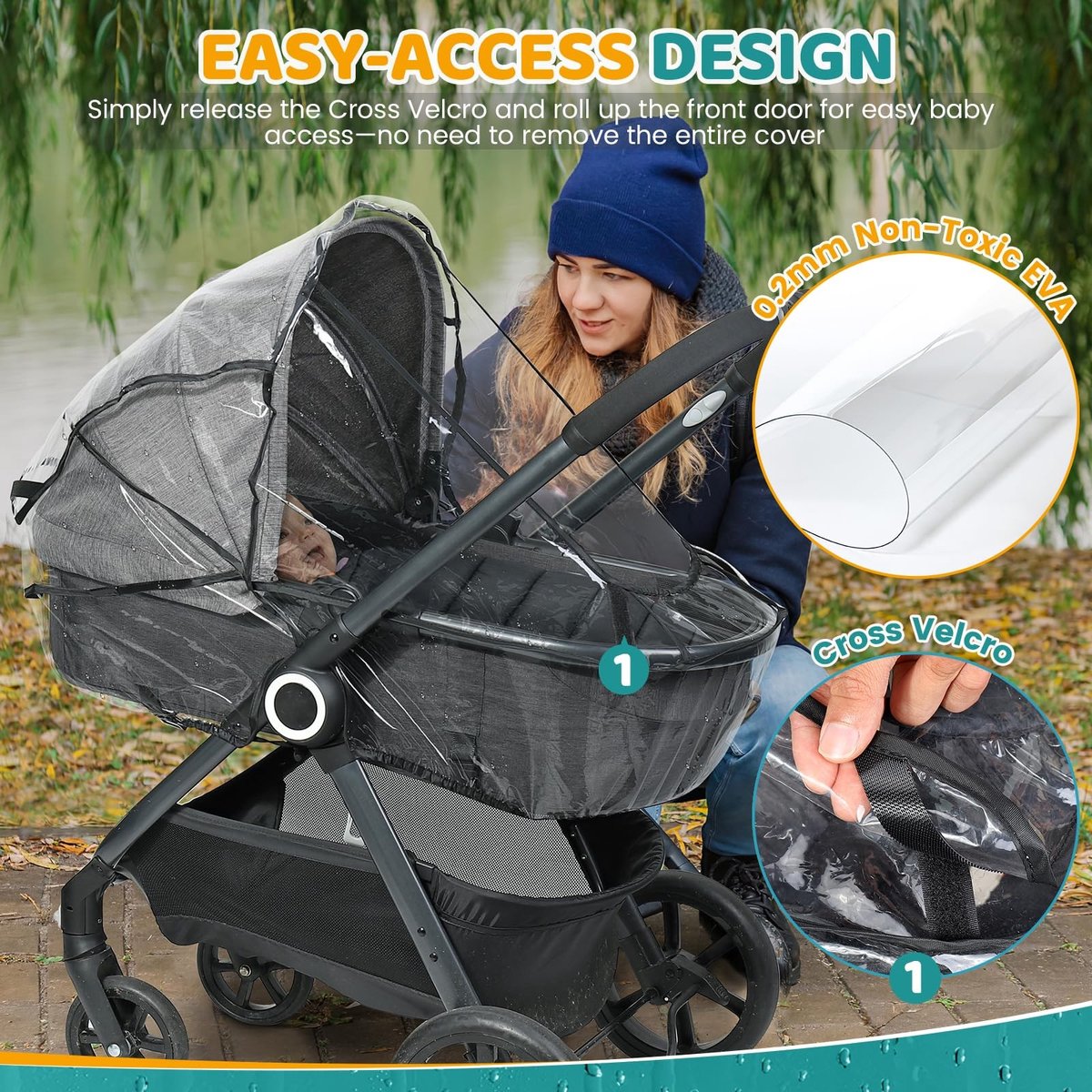 Omgoods - Universele Regenhoes voor Kinderwagen met Venster – foto 4