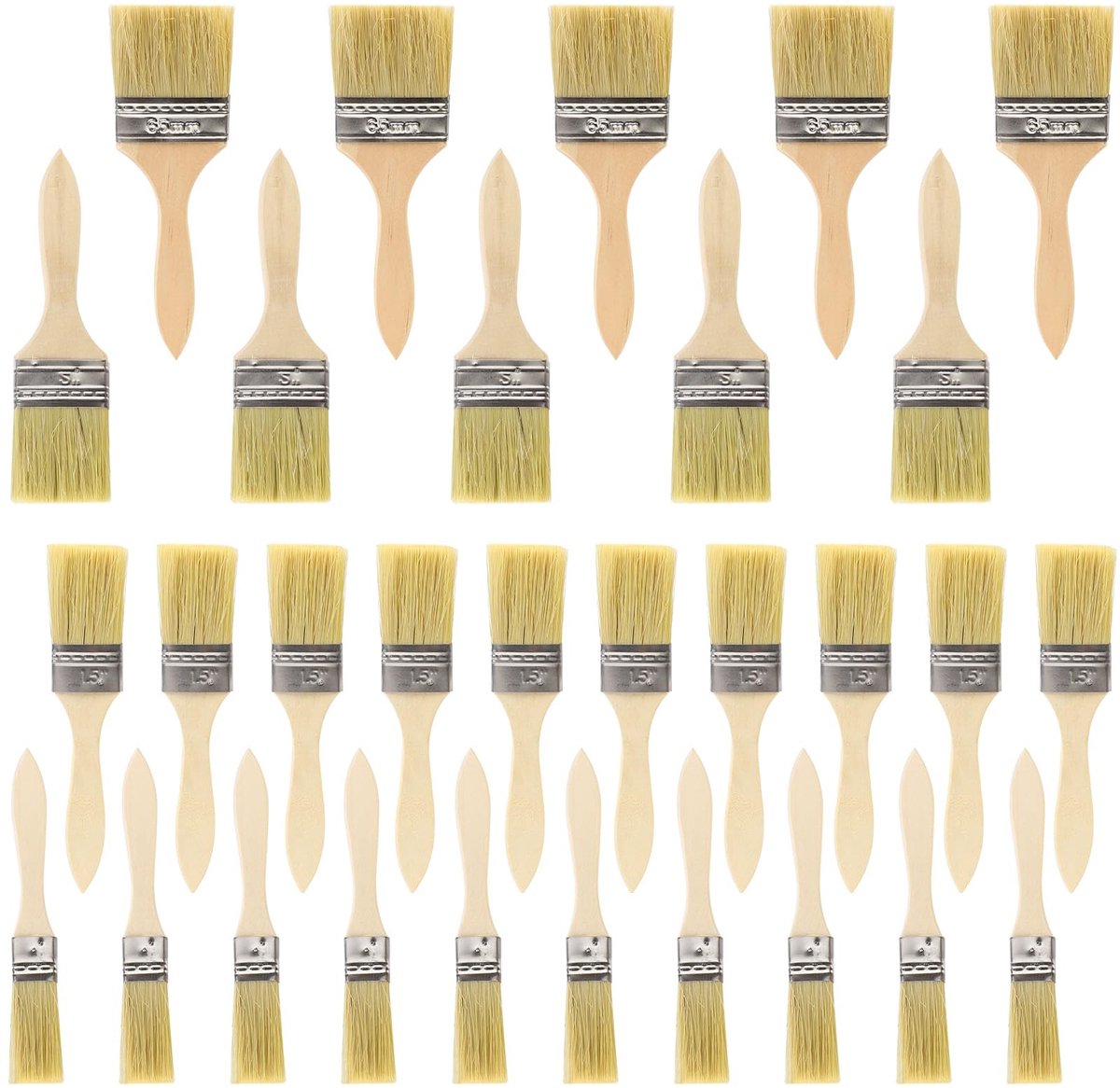 Omgoods - Set van 30 Verfkwasten met Houten Handvatten