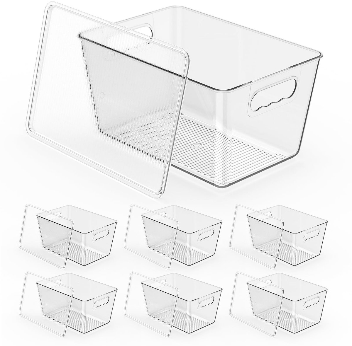 Omgoods - Set van 6 Stapelbare Opbergdozen met Deksel