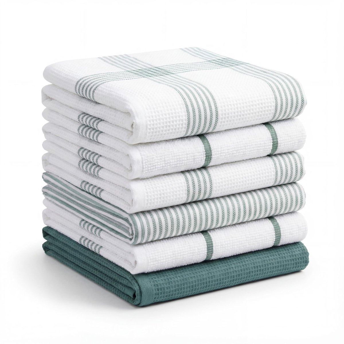 Omgoods - Premium Keukenhanddoeken Set van 6 - Microvezel en Badstof Katoen - Hoog Absorberend - Groen