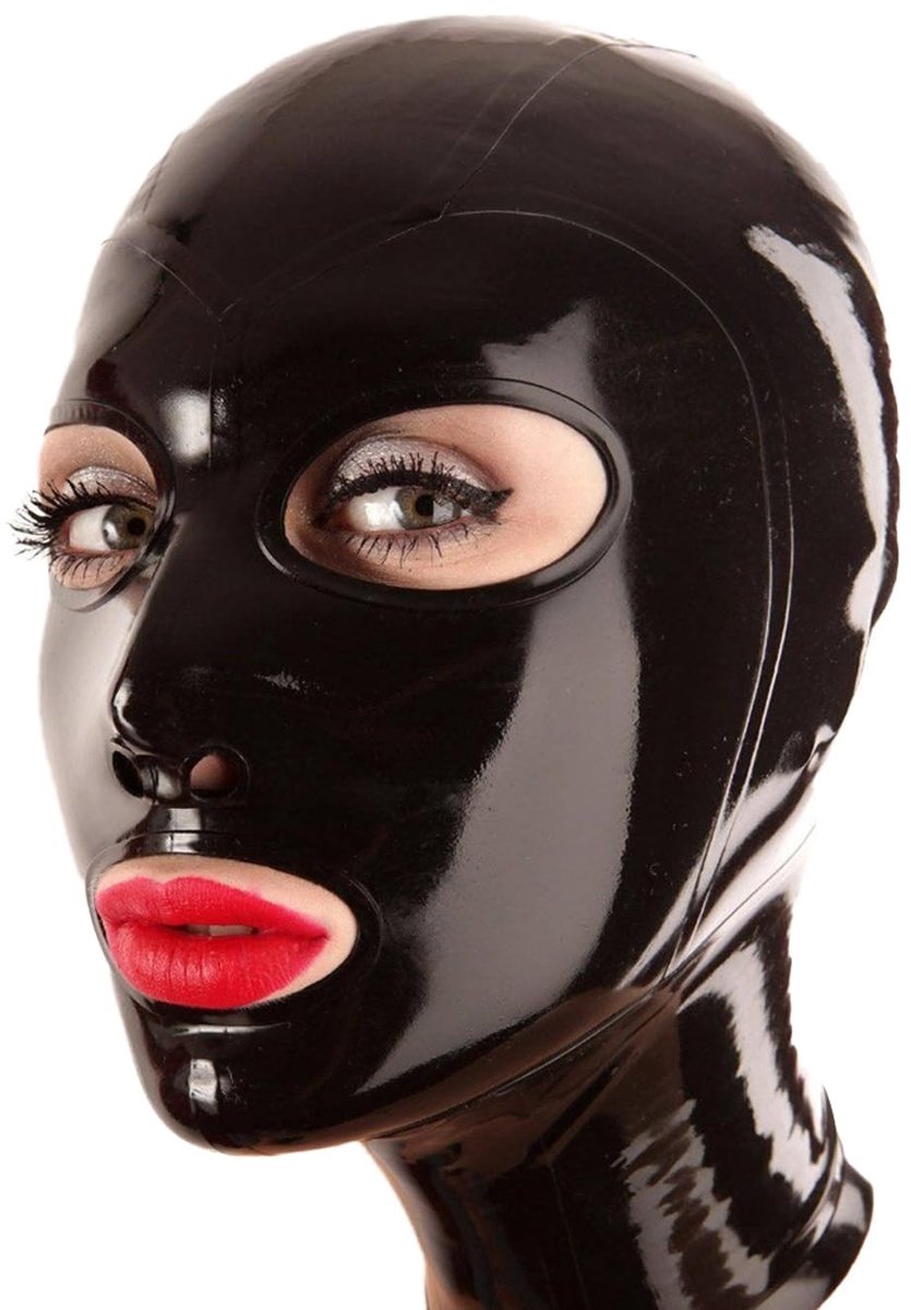 Omgoods - Zwart Latex Masker met Achterrits en Zachte Afwerking