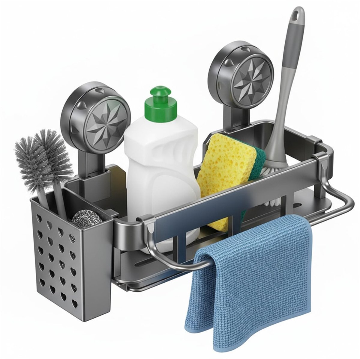 Omgoods - Keukensink Caddy Organizer met Zelfafvoerende Tray en Handdoekhanger