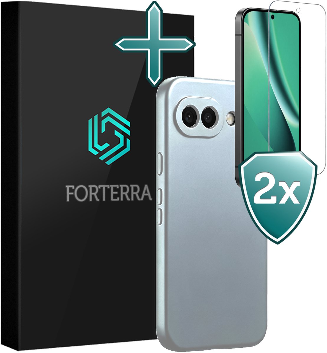 Hoesje Met 2x Screenprotector - Geschikt voor Google Pixel 10a - Sterk & Shockproof - Telefoon Hoes - Back Cover - Siliconen Case - Lichtblauw