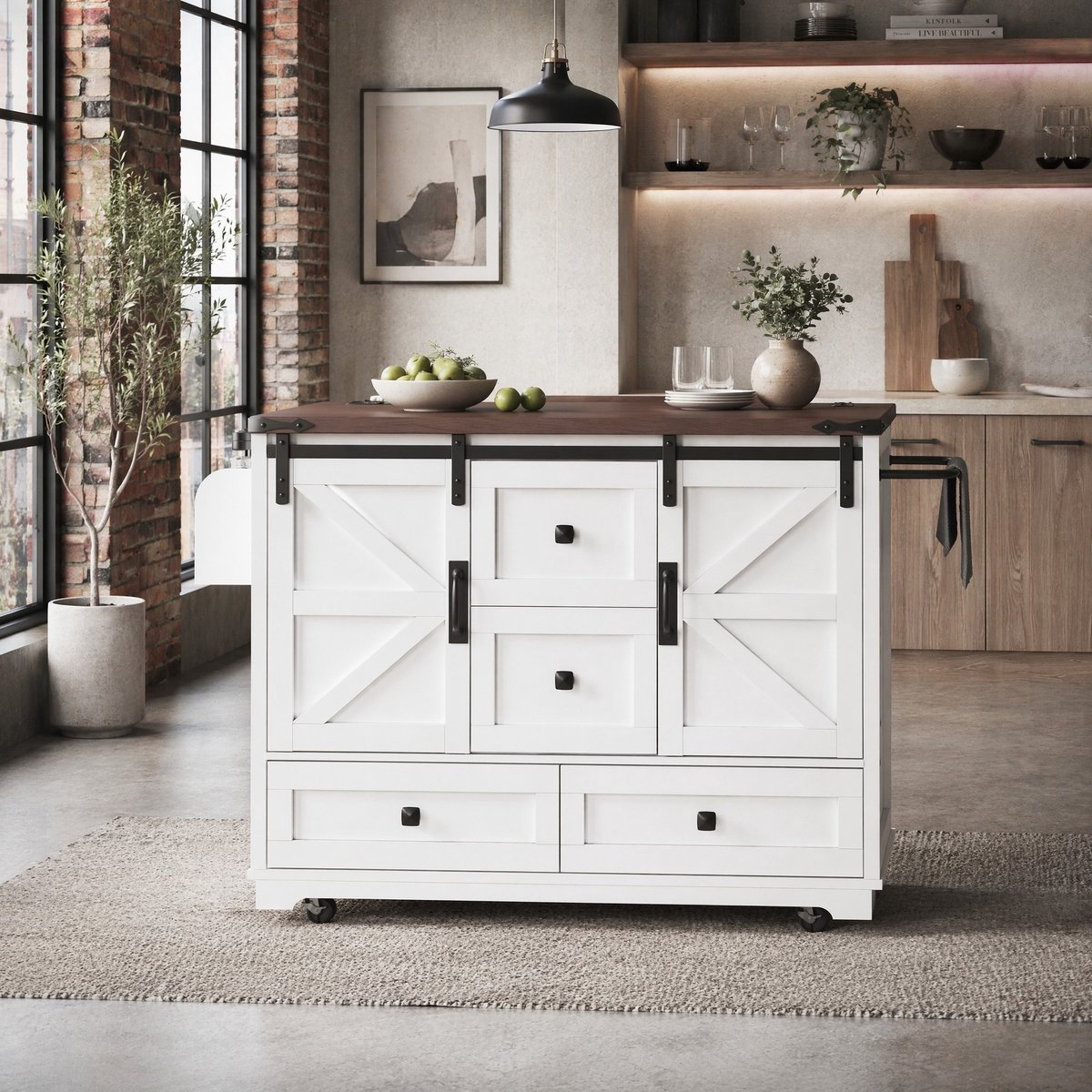 COVREO Keukenkast 142,5x73x92,5 cm wit, MDF met opklapbaar werkblad
