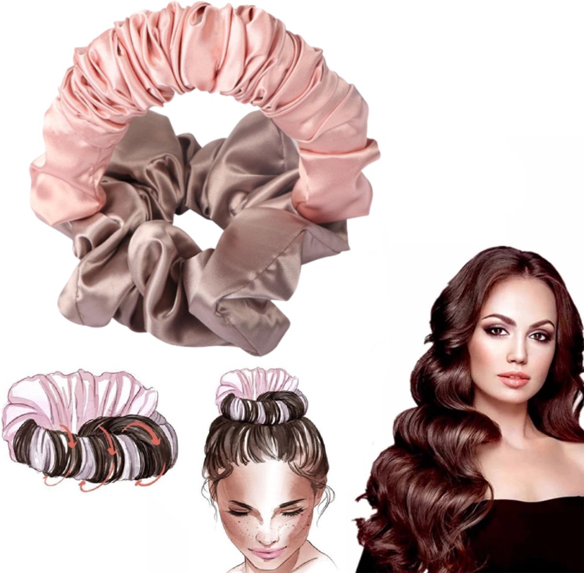 Haarband om het haar roze/bruin te krullen