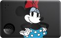 Een zwarte, platte Tile tracker met Minnie Mouse.