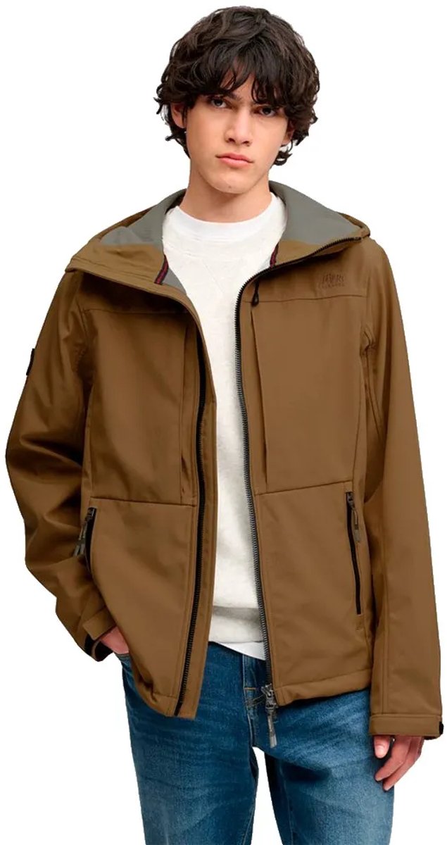 Superdry Softshell Trekker Jas met Capuchon Heren Beige