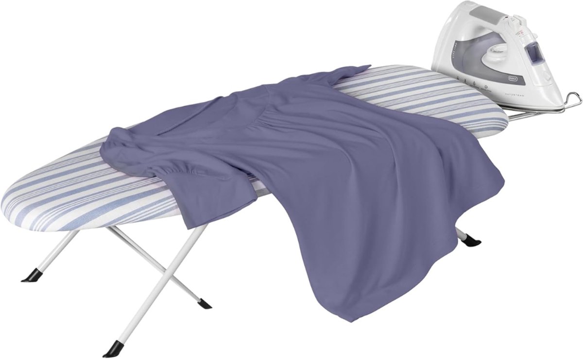 KIRA® Tafelstrijkplank - Opvouwbaar - Inklapbare Strijktafel - Luxe Strijkplank met Katoenen Hoes- Blauw/Wit - 81cm x 31cm x 18cm
