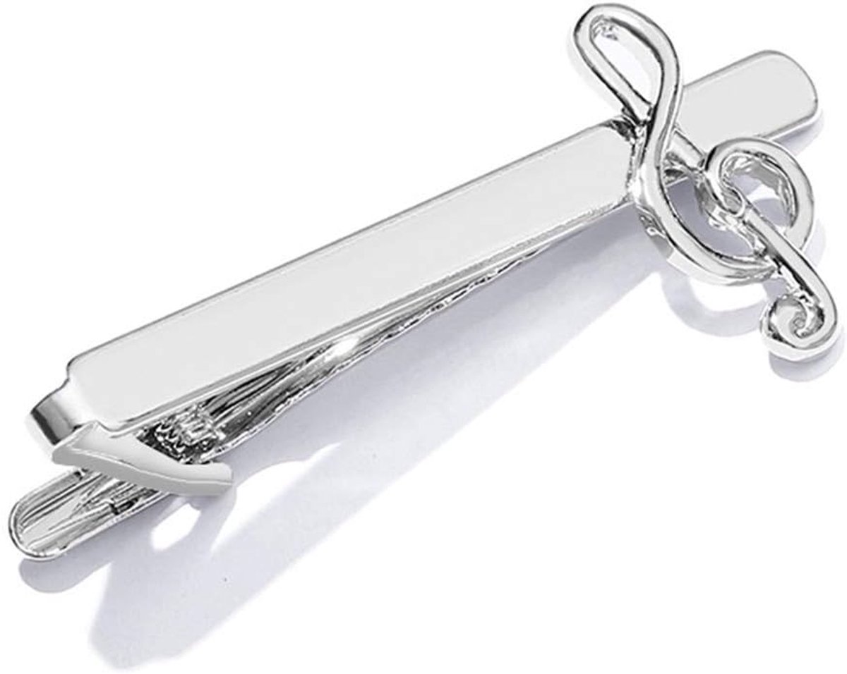 Business Tie Bar Men Tie Clip Creative Silver High-end Fashion Clips Gifts Charms Jewelry Pins Music Note Decoration - ShopVlot