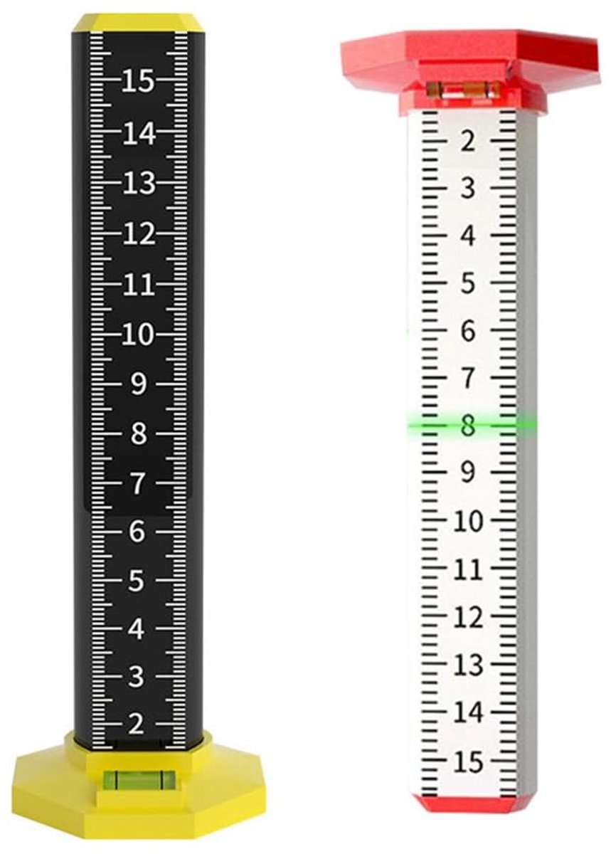 2-delige hoogteliniaal voor plafond- en vloertegels, meetliniaal met magneetvoet, meetliniaal, verlaagd plafond