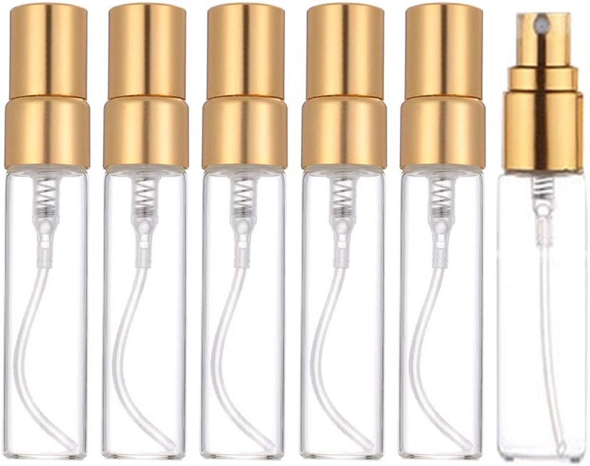 5 ml mini transparante navulbare verstuiver spray reizen parfum fles hydraterende lege fles voor feest draagbare make-up tool 10 stks (goud)