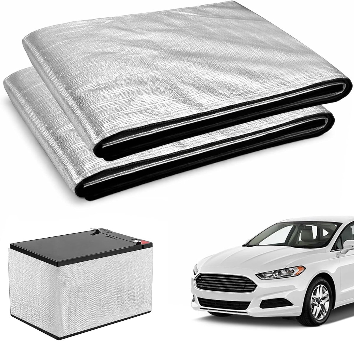 Isolatieset, 102 x 18 cm, flexibele autoaccu, beschermhoes, vlamvertragend autoaccu, hitteschildafdekking, voor auto, vrachtwagen, camper