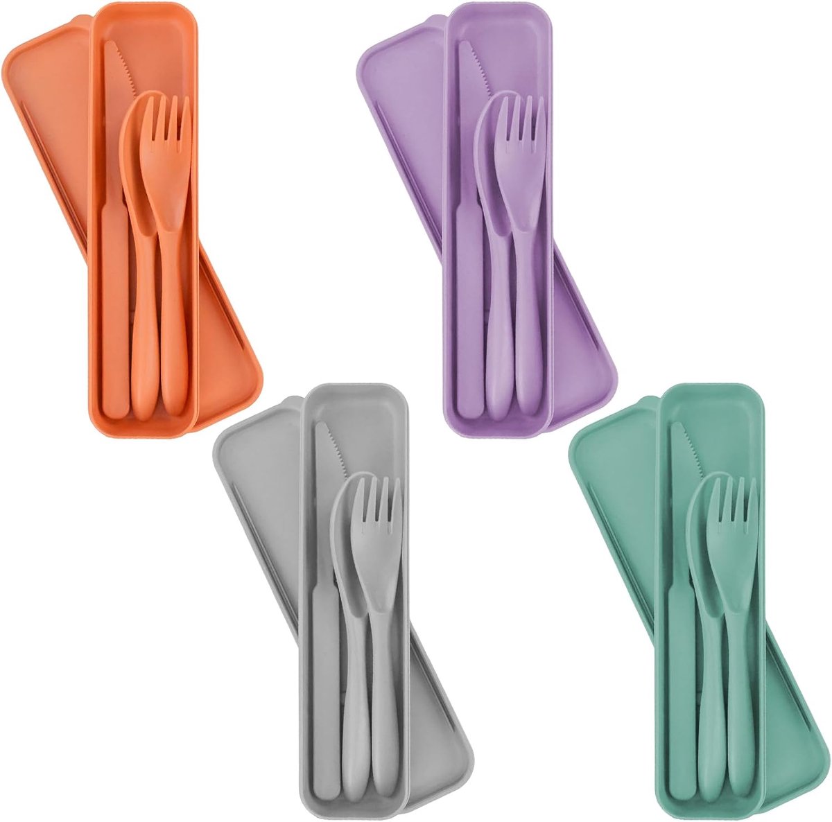 Bestekset met herbruikbare bestektas met hoes, mes, lepel, vork, draagbare bestekset voor kantoor, school, reizen