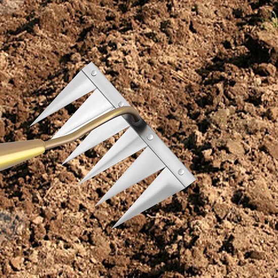 Tuinhark Onkruid - Handmatig Wieden - Gazon Onderhoud - Ergonomische Grip - 18cm Breed - Zes Tanden — afbeelding 3