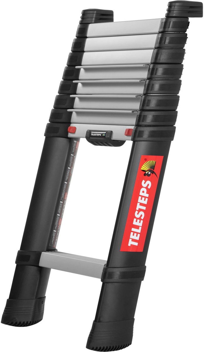 SnelShoppen - Telescopische Ladder, 9 Treden, 80 mm Trapdiepte, Lichtgewicht Geanodiseerd Aluminium, Robuust en Sterk, Ideaal voor Tuinwerk en Klussen