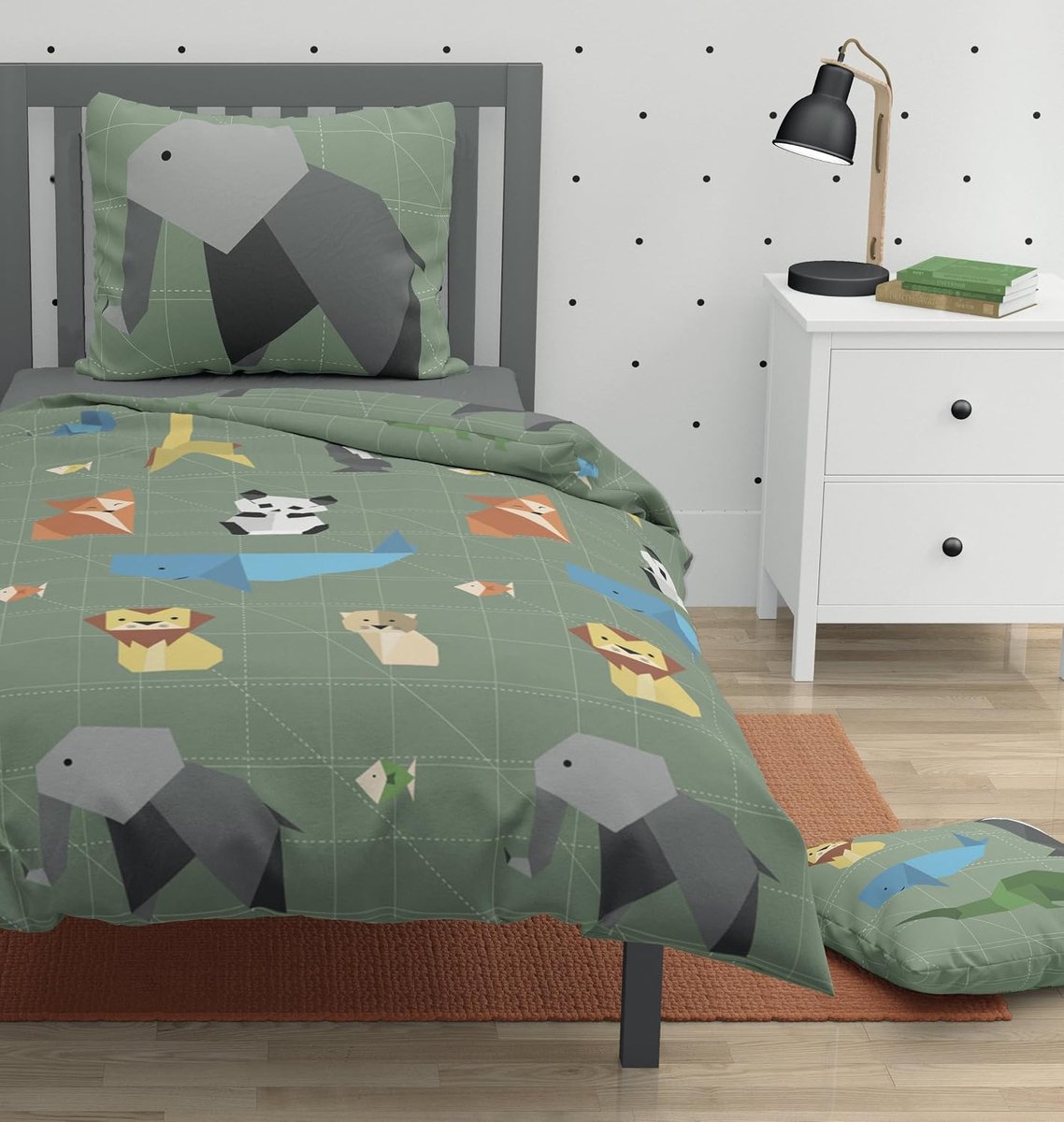 Origatoon kinderbeddengoed, 100% katoen, kleuren - groen, materiaal: 100% katoen, maten - 140 x 200 cm
