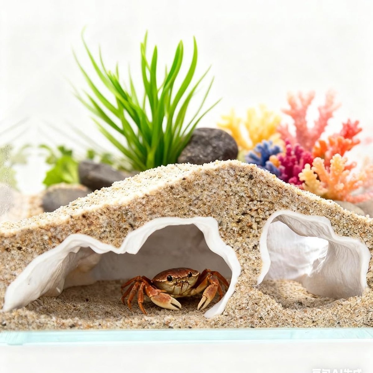 Aquariumgrot voor vissen - ABS-kunststof schuilplaats, decoratie voor meerval, garnalen, zoetwatervissen met meerdere kamers en ingangen (wit)