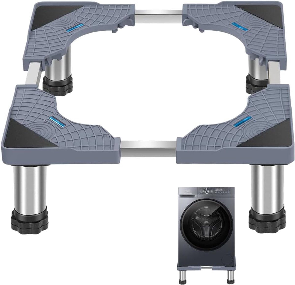 Wasmachine-sokkel onderstel met 4 poten, voetstuk voor wasmachine droger, universele wasmachinebasis, koelkastsokkel, hoogte 40-60 cm, berenbelasting 200 kg, verstelbare sokkel
