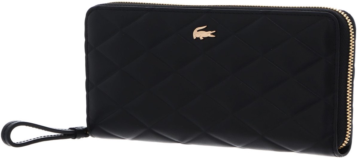 LACOSTE Leren portemonnee L Zip Wallet Noir zwart