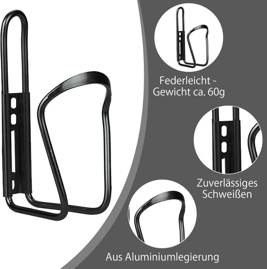 SnelShoppen - Fiets Bidonhouder Aluminium, Versterkte Flessenhouder voor Fiets, MTB, Racefiets, Zwart, Universele maat met 2 Schroeven — afbeelding 5