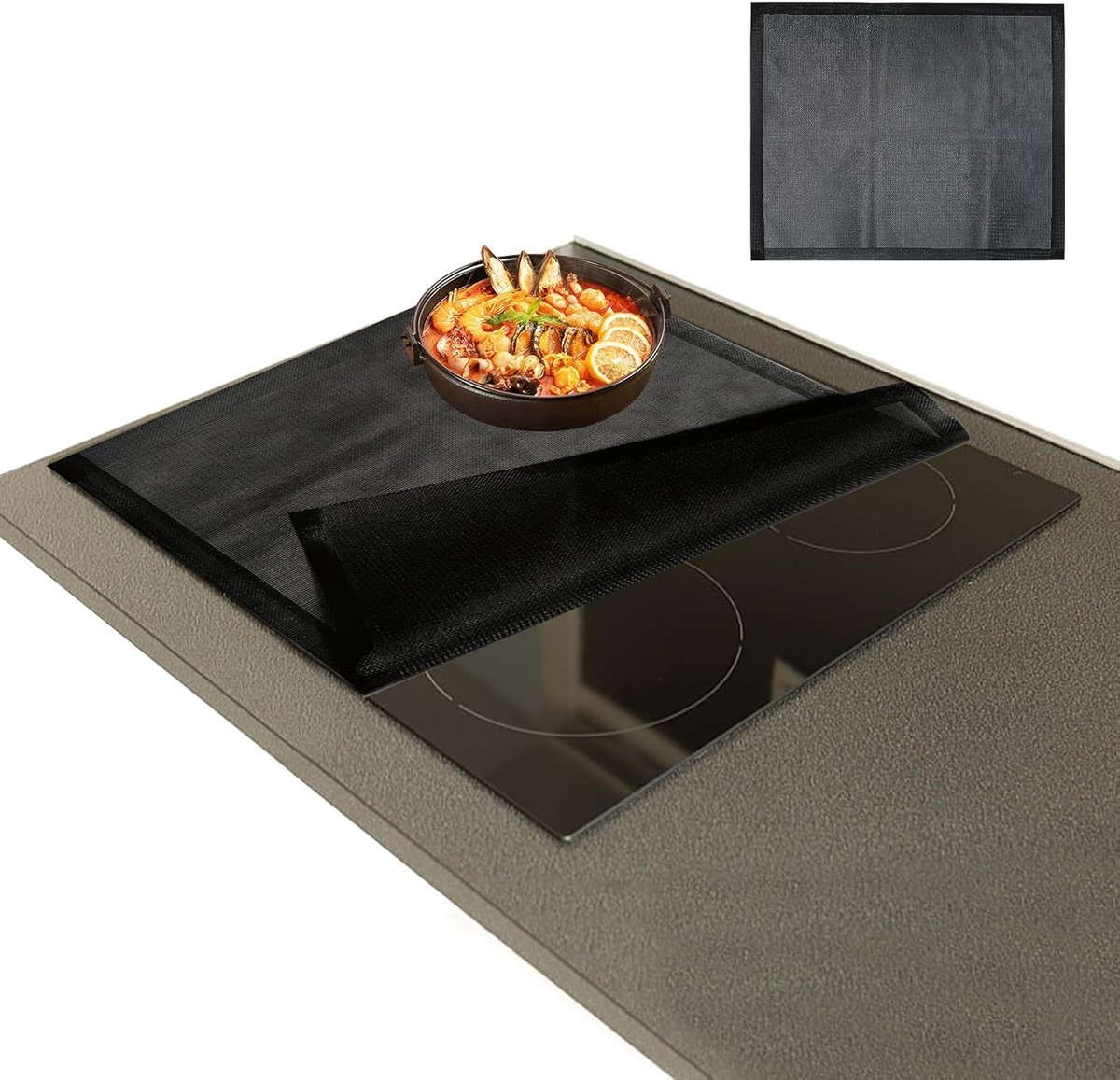 Inductiekookplaat mat 52 x 61 cm - Herbruikbare silicone - Antislip en krasbestendig - Beschermt je pannen - ShopVlot