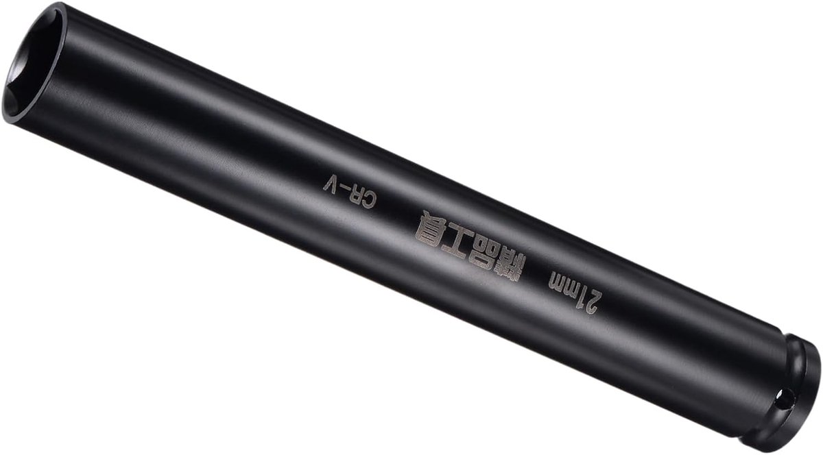 SnelShoppen - Diepe Impact Steeksleutel 1/2" Aandrijving 21mm, CR-V Staal, Ronde Hoek Ontwerp, 6-Punt Diepe Impact Steeksleutel voor Schroefinstallati