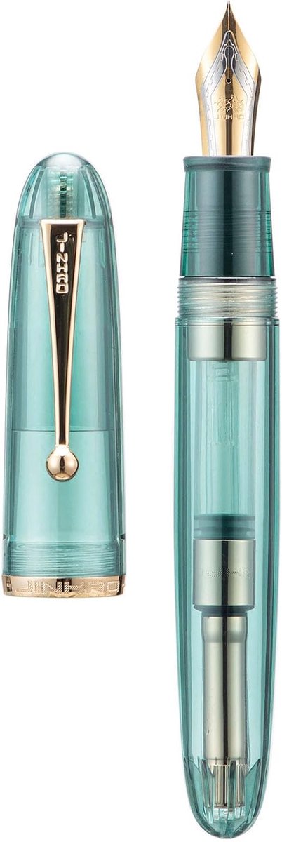 SnelShoppen - Luxe Vulpen met Extra Fijne Nib, Grote Maat, Lichtblauw Transparant Acryl, Gouden Clip, Ideaal voor Schrijven, Notities en Cadeaus