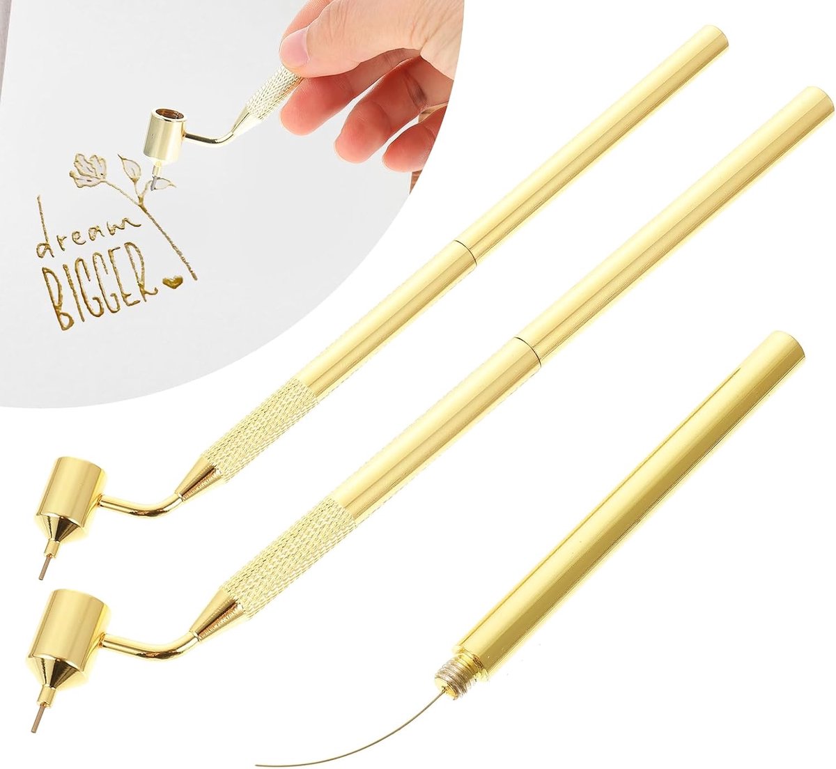 Verfapplicator Pen 0.5mm + 0.7mm - Gouden Messing - Fijne Oblique Lijn - Perfect voor Krassen en Herstel - ShopVlot