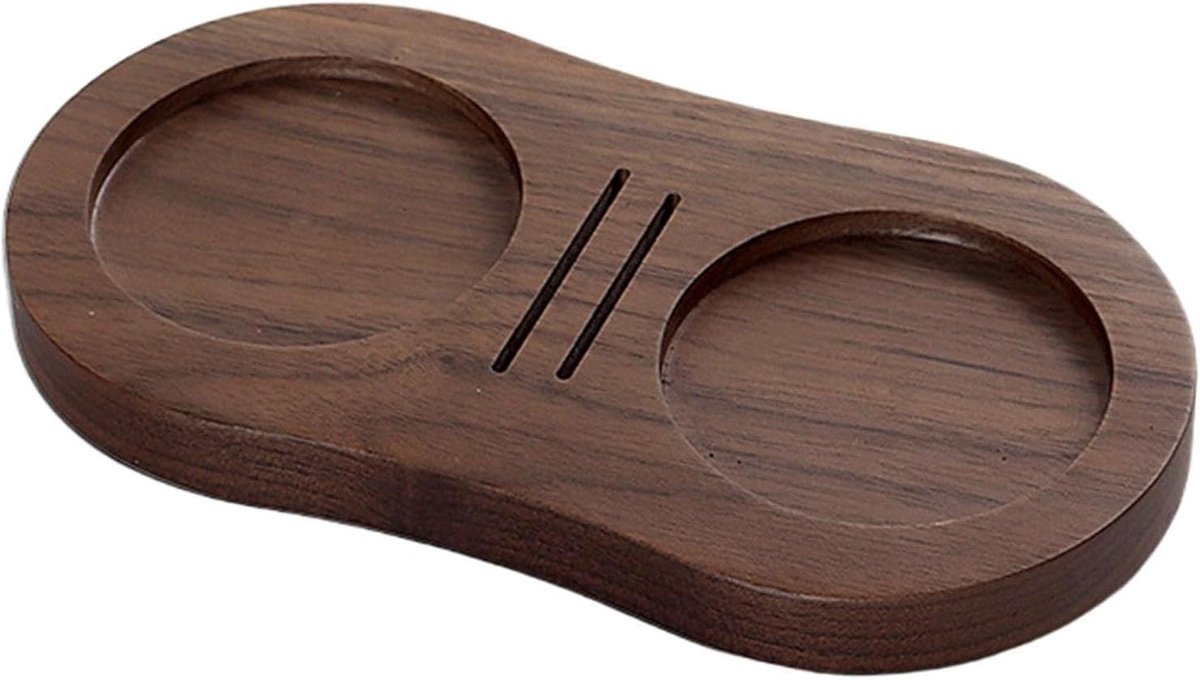 Espresso Tamping Station - Koffie Tamping Mat - Espresso Bereiden - Niet-Glijdend Hout - 16.8 x 9 cm - Walnoot