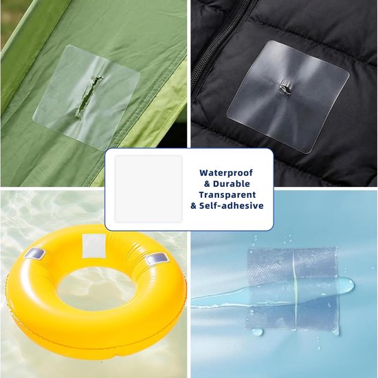 TPU Reparatieset - Plakset Waterdichte Patches - Snelle Reparatie - Zelfklevend Materiaal - 8.8 x 8.8 cm - Transparant — afbeelding 5