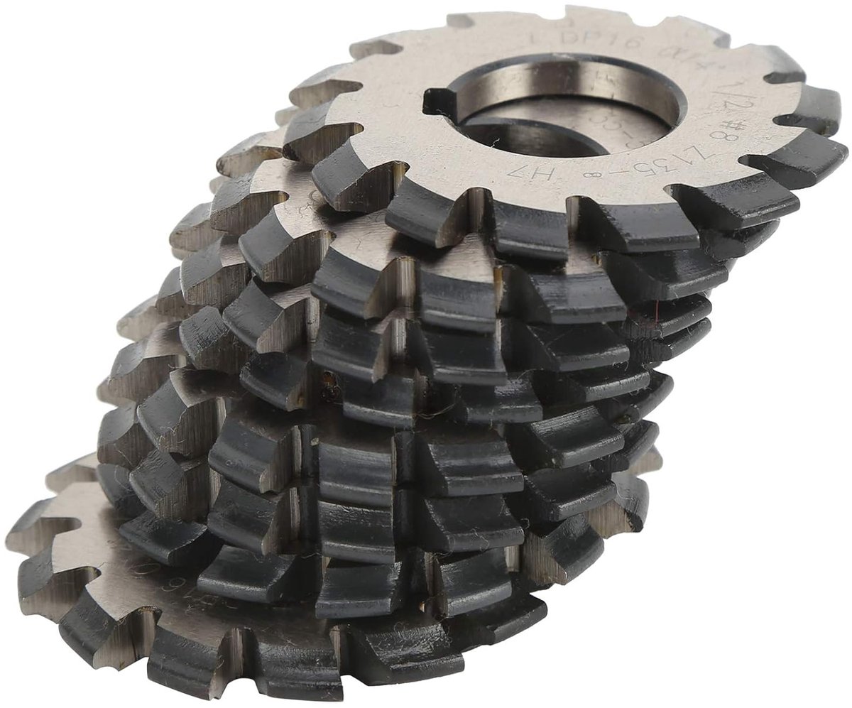 SnelShoppen - Involute Gearling Cutter Set 8-Delig - Hoogwaardige Staal Snijgereedschap - 55mm Buiten Diameter - 22mm Binnen Diameter - 14.5° Drukhoek