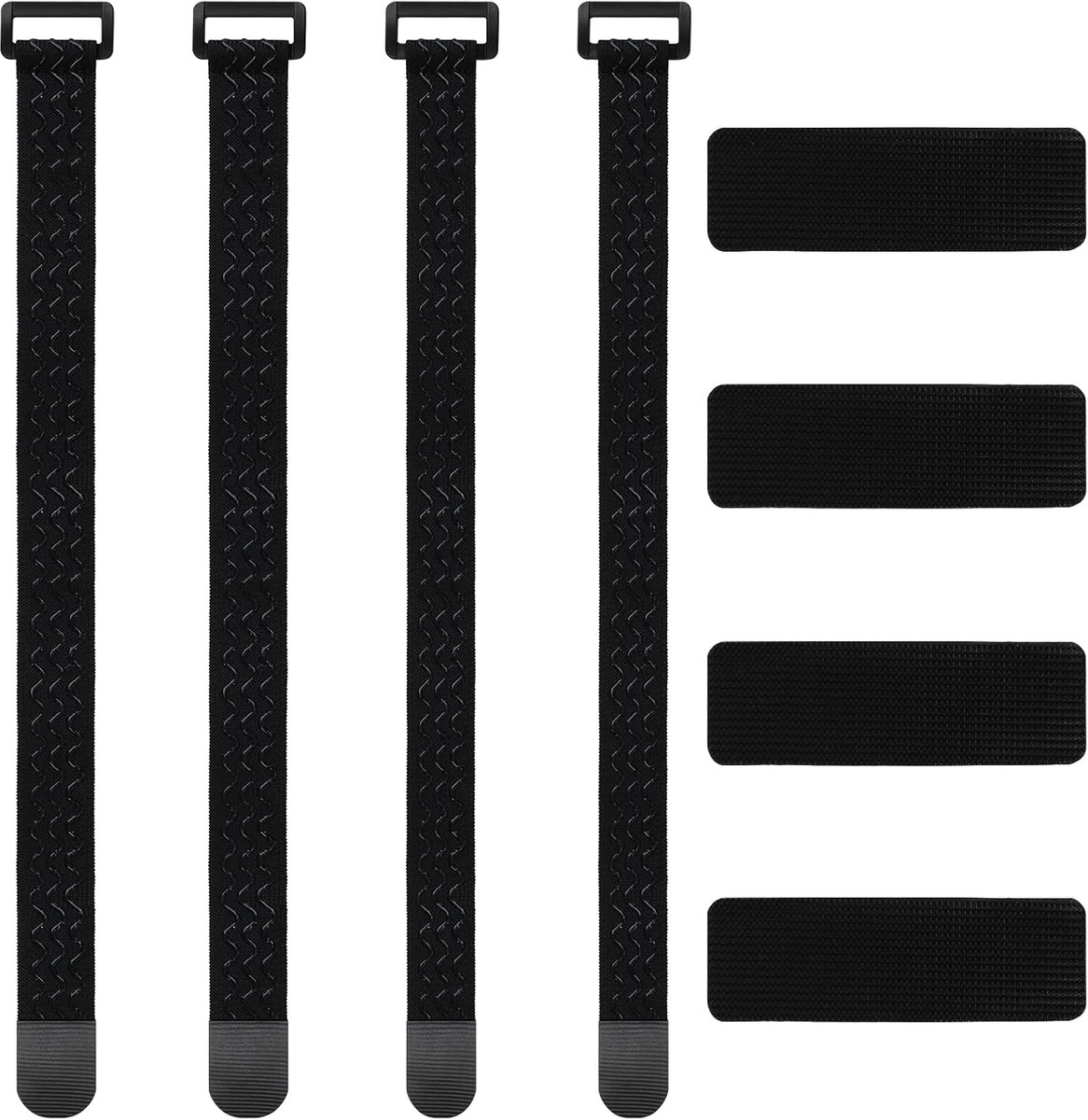 Thijox - Elastische riemen 4 stuks met klittenbandsluitingen, anti-slip kabelbinders voor organisatie, verlengkabels, fietsslangen, elastisch klittenb