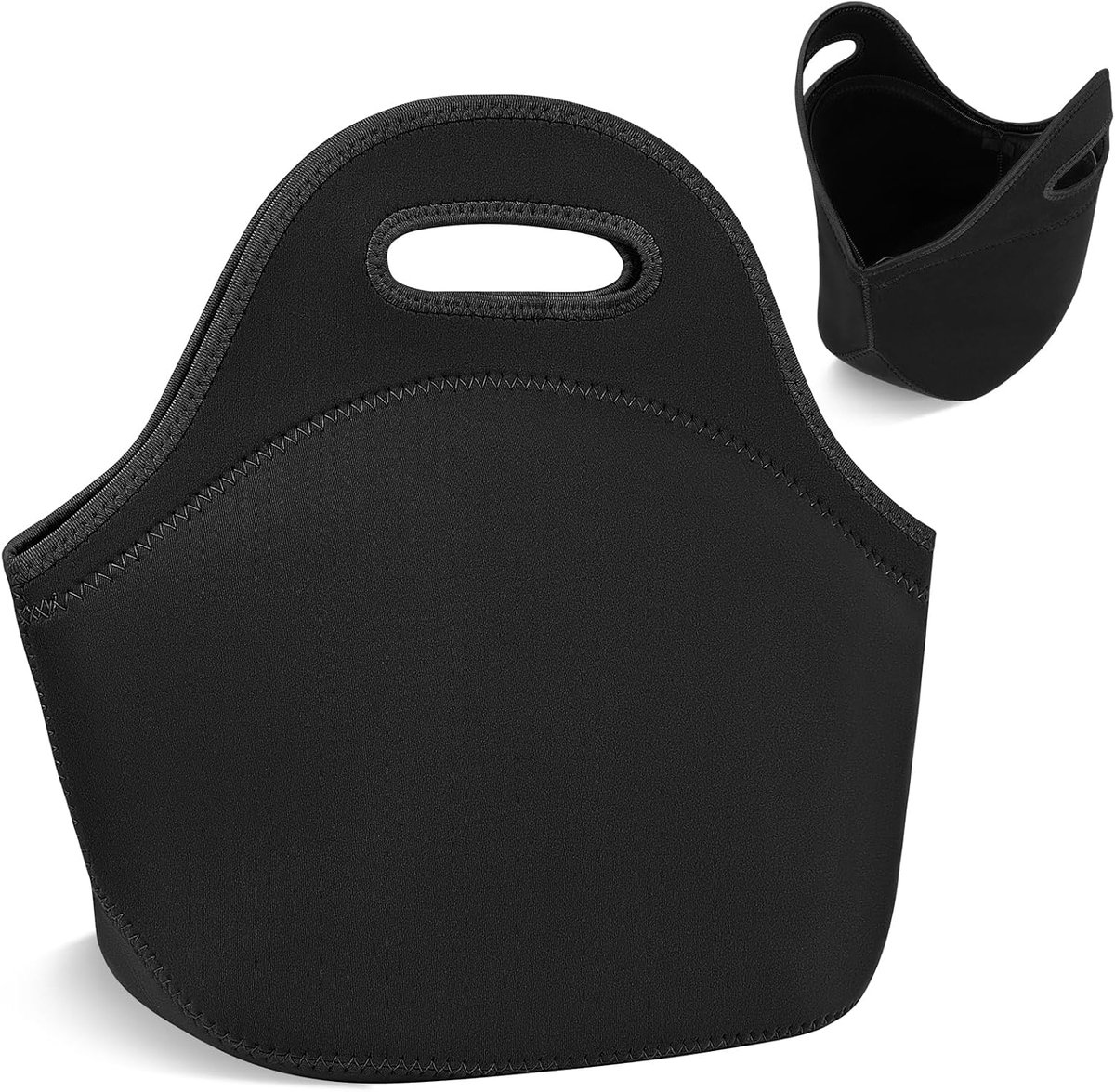 SnelShoppen - Neopreen Lunch Box Bag - Geïsoleerde Lunch Tas - Koeltas - Vouwbare Thermotas - Zwart - Perfect voor Werk, School, Picknick en Camping