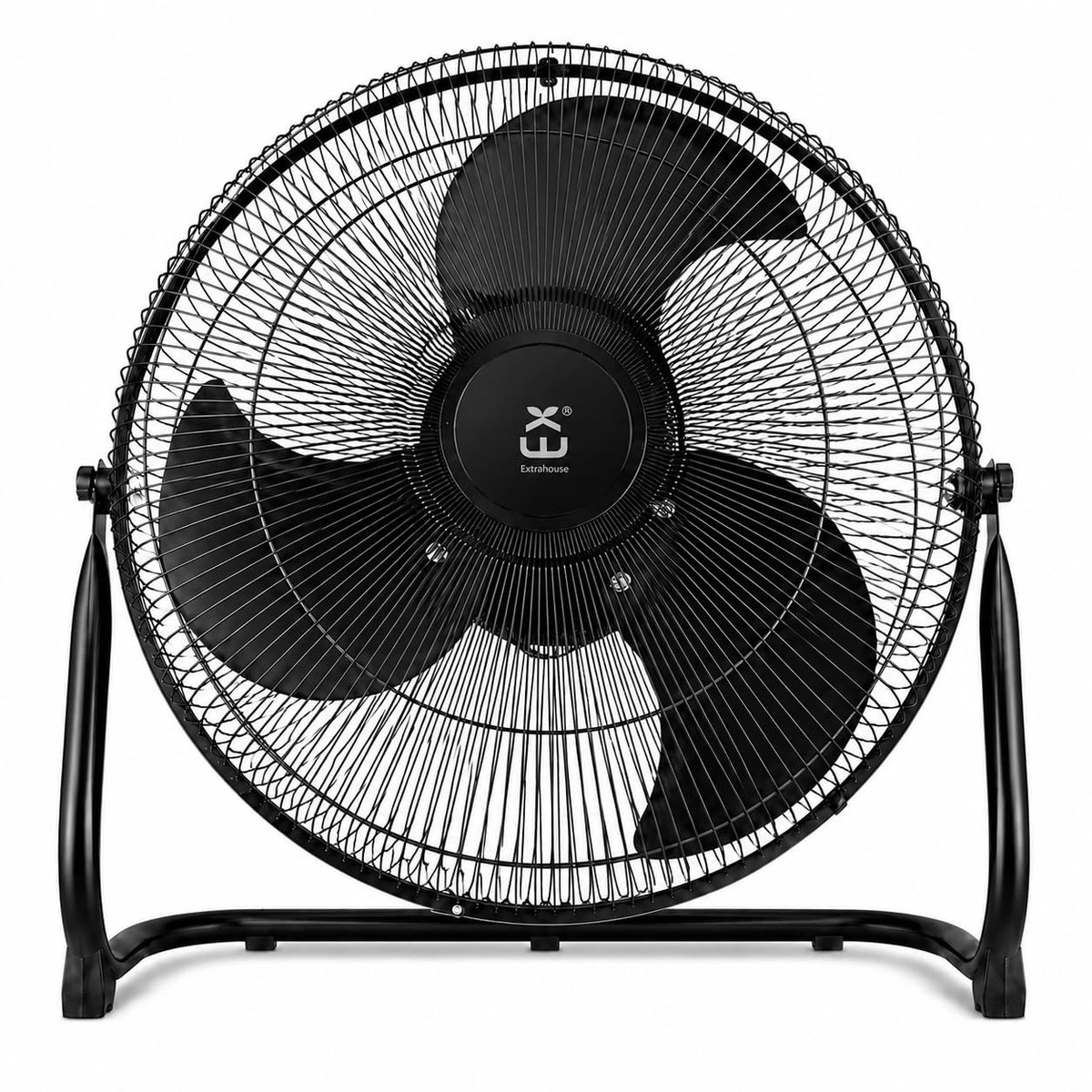 SnelShoppen - Metalen vloerventilator 40,6 cm (16 inch) met 4 snelheden, 50 W, verstelbare helling 120°, 3 aluminium vleugels, 1200 rpm, zwart voor th