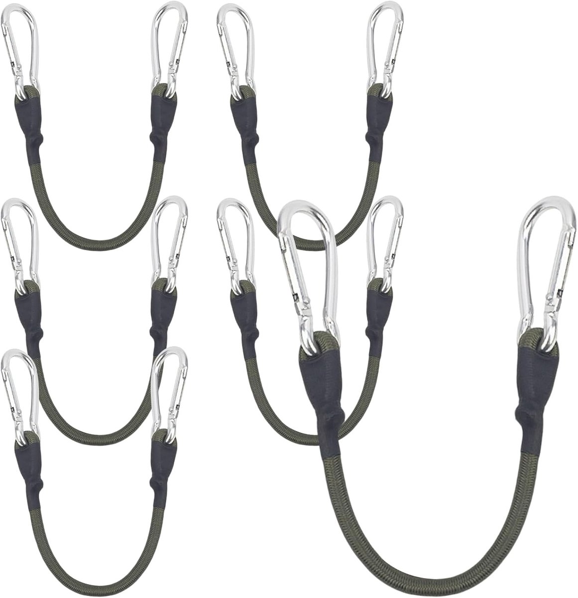 Set van 6 Rubber Tensioners van 8 mm Dikte en 30 cm Lengte voor Camping, Luggage en Tuinbeveiliging