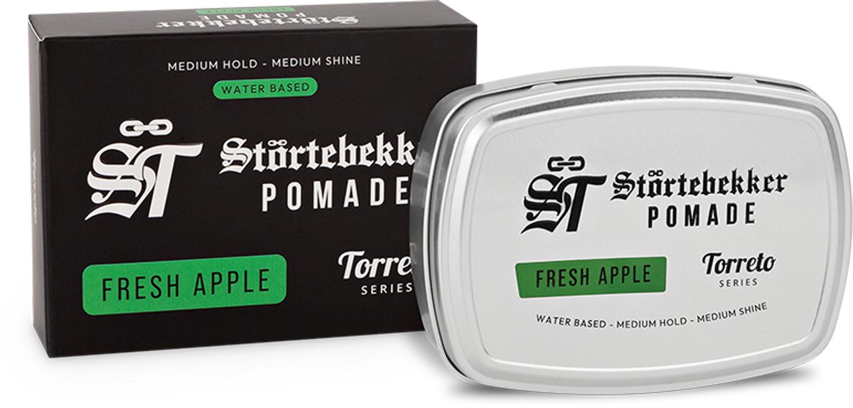 Störtebekker® Premium Pomade Waterbasis Fresh Apple - Hair Pomade Heren - Medium Hold & Medium Glans - Haarwax 125ml - Barbershop Haarpomade - Haarstyling Hair Wax Water Based Made in Germany