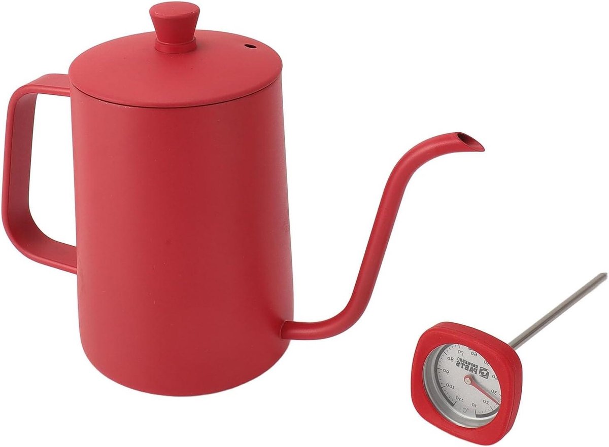 Waterkoker met thermometer - Theepot Koffieketel - Koffie Zetten - Geïntegreerde Thermometer - 600 ml - Zilver