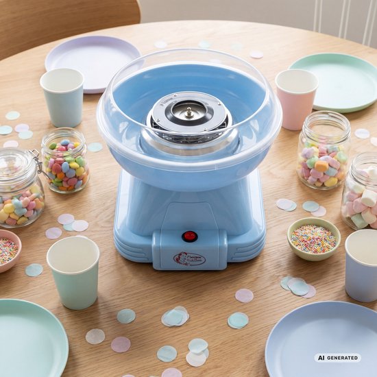 Bestron Suikerspinmachine - Sweet Dreams Collectie - met 10 stokjes & maatlepel - Blauw — afbeelding 3
