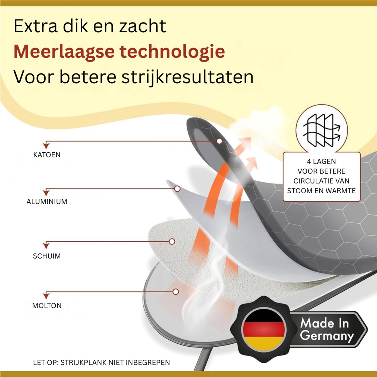 Zavio® Strijkplankhoes - Strijkplankhoezen - Strijkplankovertrek - Grijs Hexagonal