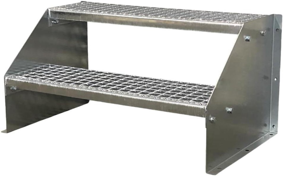 Stalen Trap - Vrijstaande Trap - Buiten Toegang - Roestvrij Verzinkt - 130 cm Breed - Zwart
