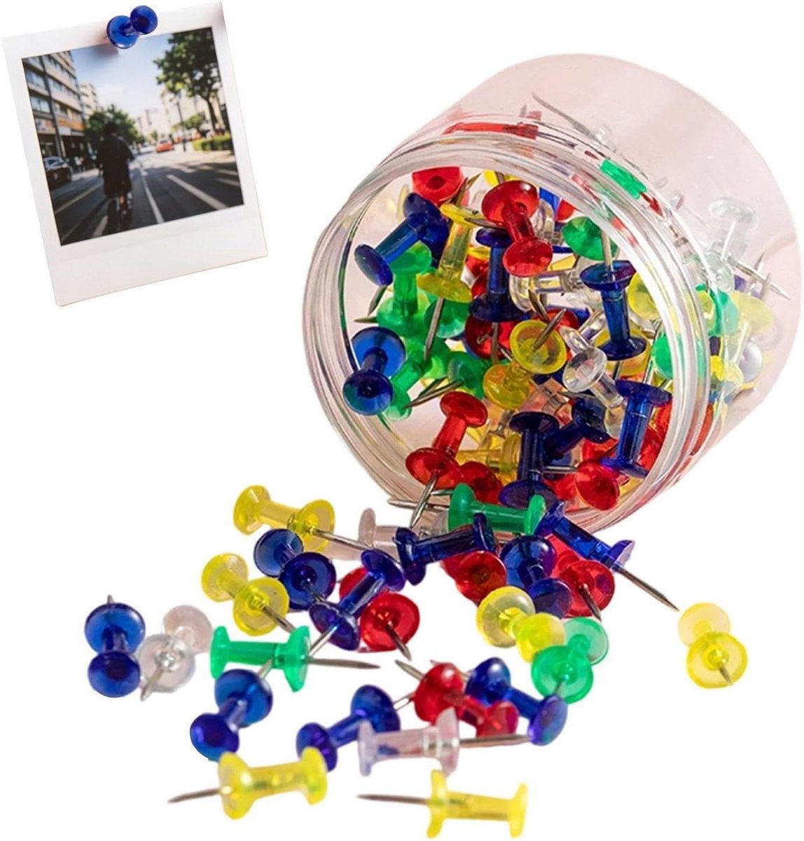Decoratieve Punaises - Kleurrijke Spelden - Foto's Bevestigen - Praktisch Opbergsysteem - 100 Stuks - Multicolor