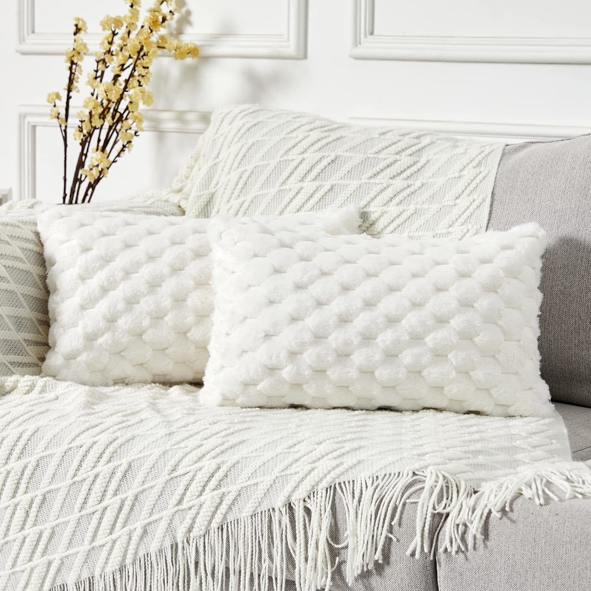 Omgoods - Set van 2 Luxe Faux Fur Kussenhoezen voor Sofa