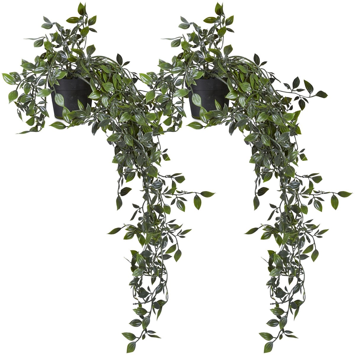 Omgoods - Set van 2 Kunstplanten met Pot, Realistische Hangplanten voor Binnen