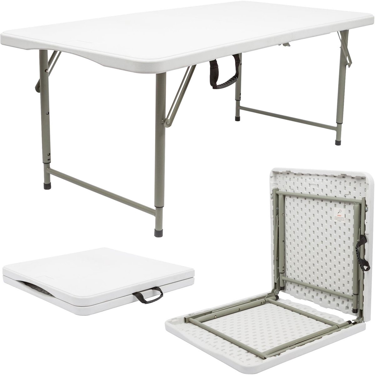 Omgoods - Verstelbare Vouwtafel 120 cm Wit voor Binnen en Buiten