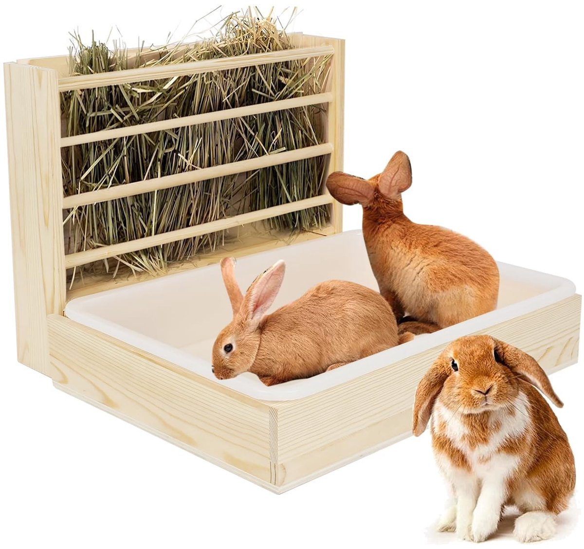 Omgoods - Multifunctionele Hooivoeder met Toilet voor Konijnen en Kleine Dieren