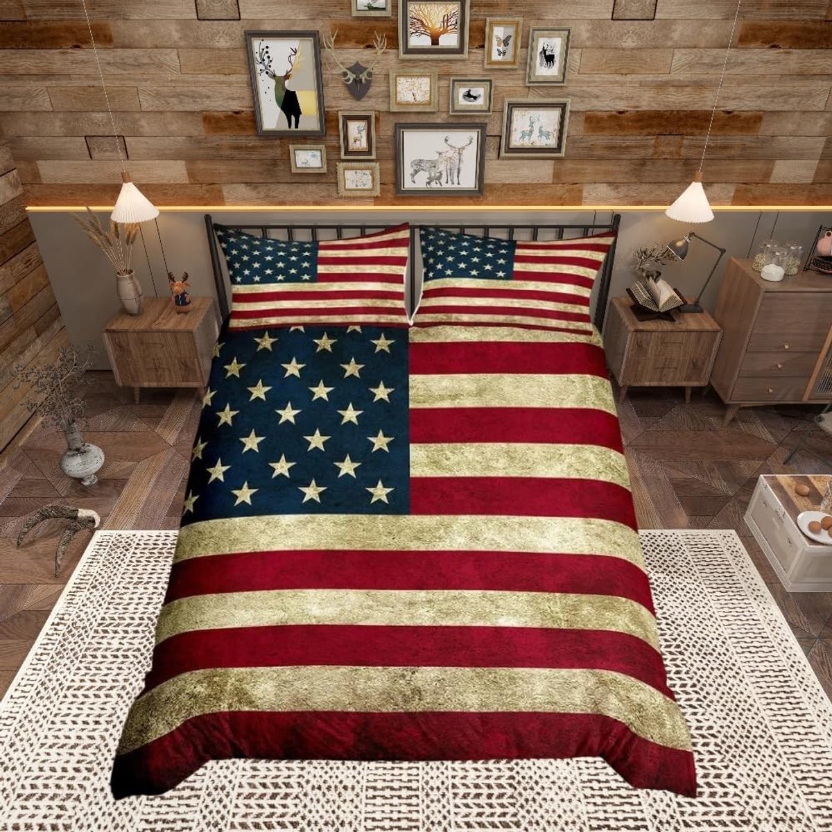 Omgoods - Amerikaanse Vlag Duvet Cover - Super King Size voor Volwassenen